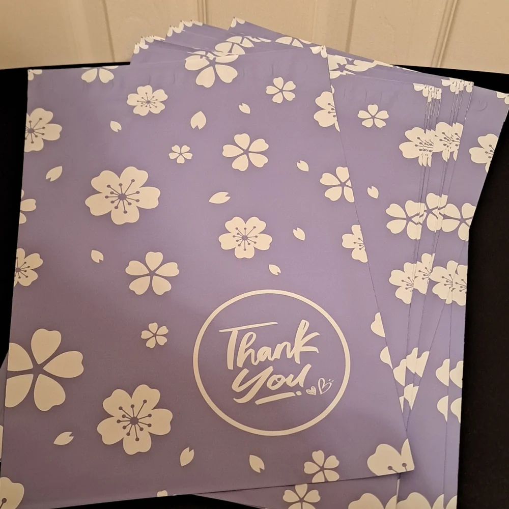 15 ct Purple Floral Thank You Polymailers